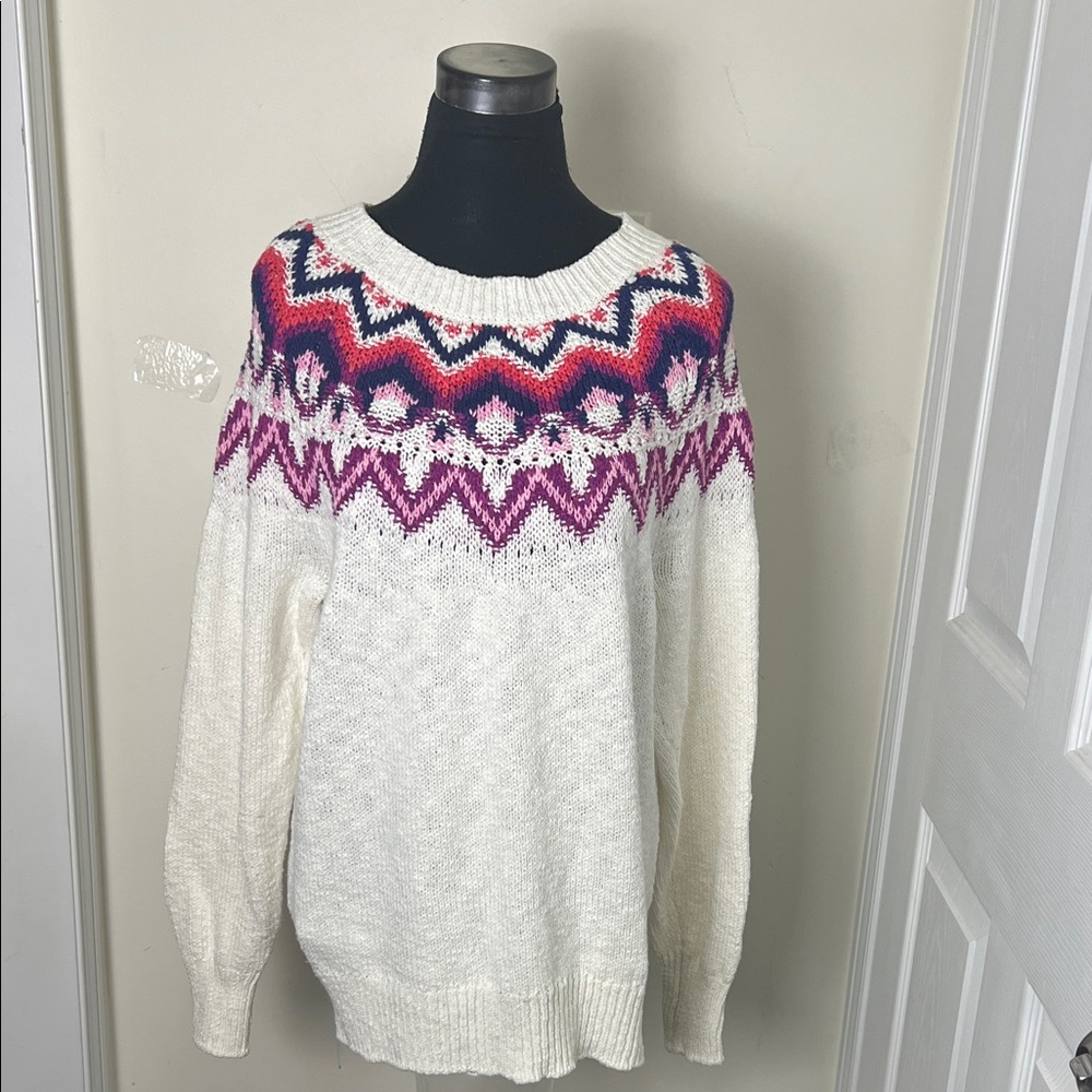 Vintage Fair Isle Cotton Blend Timeless Patterned Sweater Size Large - Picture 4 of 8